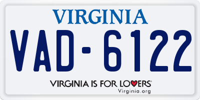 VA license plate VAD6122