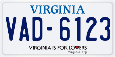 VA license plate VAD6123