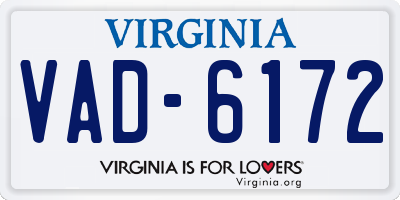VA license plate VAD6172