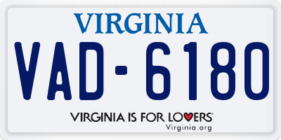 VA license plate VAD6180