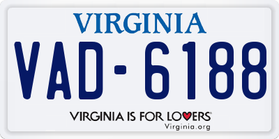 VA license plate VAD6188