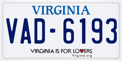 VA license plate VAD6193