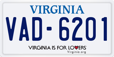 VA license plate VAD6201