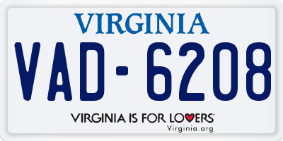 VA license plate VAD6208