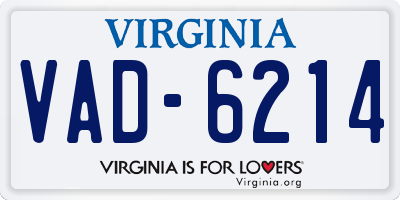 VA license plate VAD6214