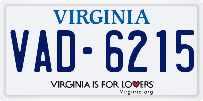 VA license plate VAD6215