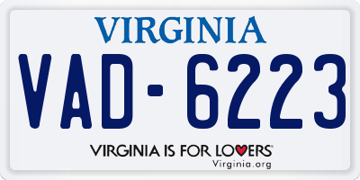VA license plate VAD6223