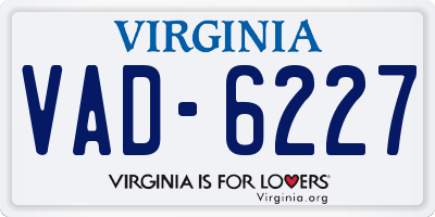 VA license plate VAD6227