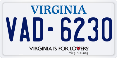 VA license plate VAD6230