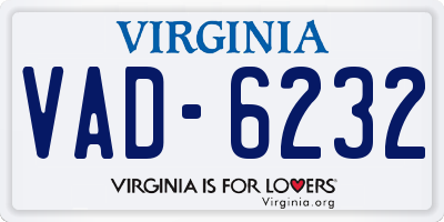 VA license plate VAD6232