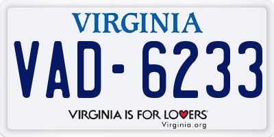VA license plate VAD6233