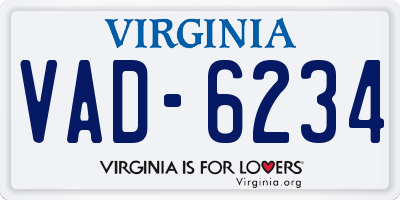 VA license plate VAD6234