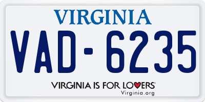 VA license plate VAD6235