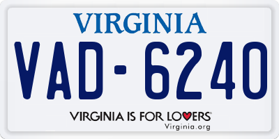 VA license plate VAD6240