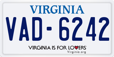VA license plate VAD6242