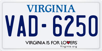 VA license plate VAD6250