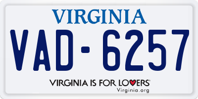 VA license plate VAD6257