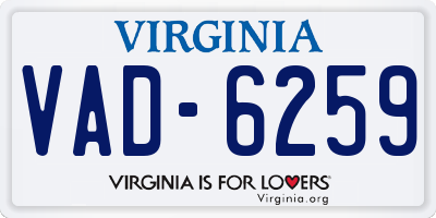 VA license plate VAD6259