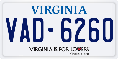 VA license plate VAD6260