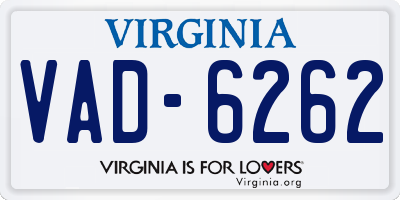 VA license plate VAD6262