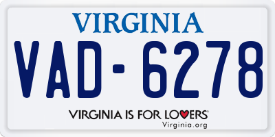 VA license plate VAD6278
