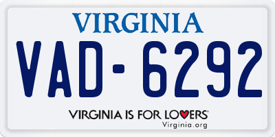 VA license plate VAD6292