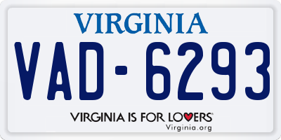 VA license plate VAD6293