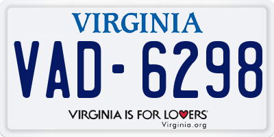 VA license plate VAD6298