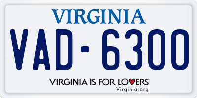 VA license plate VAD6300