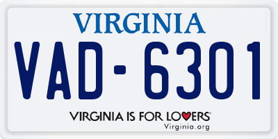 VA license plate VAD6301
