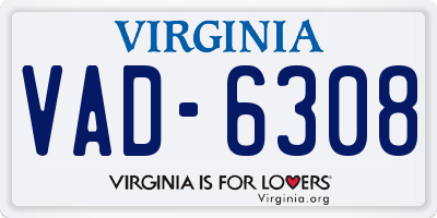 VA license plate VAD6308