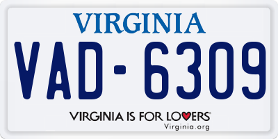 VA license plate VAD6309