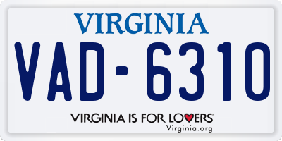 VA license plate VAD6310