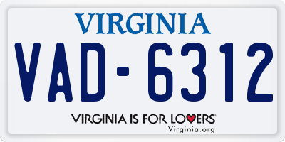VA license plate VAD6312