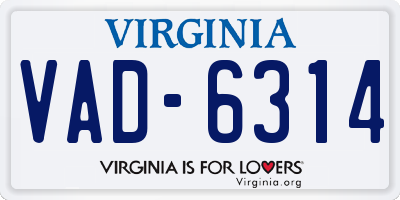 VA license plate VAD6314