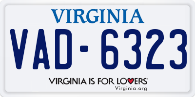 VA license plate VAD6323