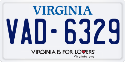 VA license plate VAD6329