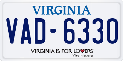 VA license plate VAD6330