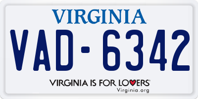 VA license plate VAD6342