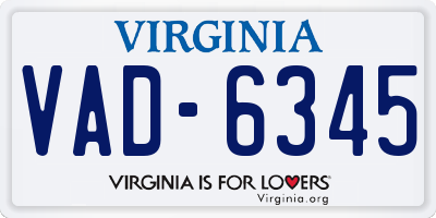 VA license plate VAD6345