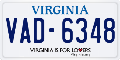 VA license plate VAD6348