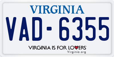 VA license plate VAD6355
