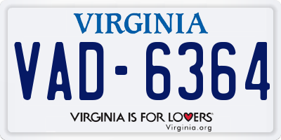 VA license plate VAD6364