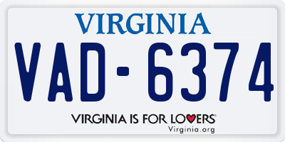 VA license plate VAD6374
