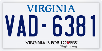 VA license plate VAD6381