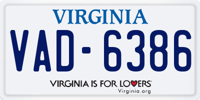 VA license plate VAD6386