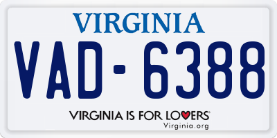 VA license plate VAD6388