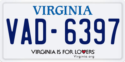 VA license plate VAD6397