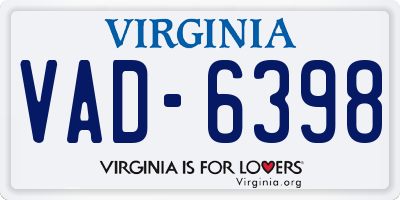 VA license plate VAD6398