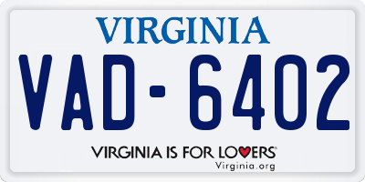 VA license plate VAD6402